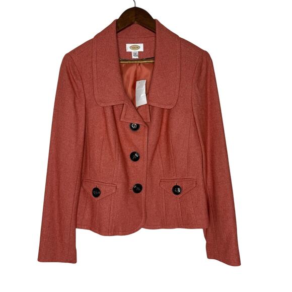 Talbots Size 8 Pink Wool Blend Blazer Feminine Fit Classic Career Jacket NEW - Picture 1 of 8